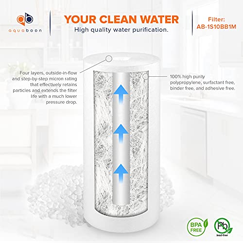 Aquaboon Whole House 1 Micron Water Filter 10 x 4.5 Against Sediment Water Filter Cartridge Replacement Compatible with DGD-5005, AP810, 4-Pack - Image 5