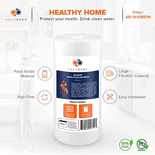 Aquaboon Whole House 1 Micron Water Filter 10 x 4.5 Against Sediment Water Filter Cartridge Replacement Compatible with DGD-5005, AP810, 4-Pack - Image 4