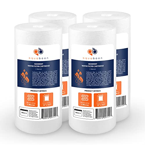 Aquaboon Whole House 1 Micron Water Filter 10 x 4.5 Against Sediment Water Filter Cartridge Replacement Compatible with DGD-5005, AP810, 4-Pack - Image 1