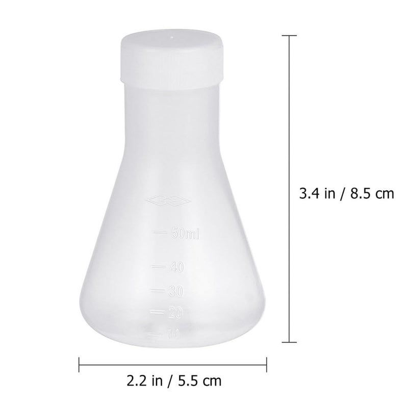 6 Pack 50ml Plastic Erlenmeyer Flasks With Screw Caps For Laboratory Experiments - Image 3