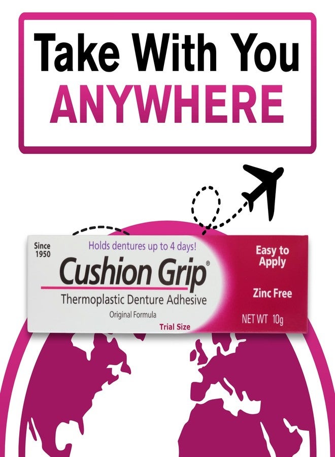 Cushion Grip Thermoplastic Denture Adhesive, 0.35 oz (Travel Size) | Refits and Tightens Loose Dentures for Up to 4 Days | Non-Glue, Zinc-Free, Waterproof Formula, Acts Like a Soft Denture Reliner - Image 3