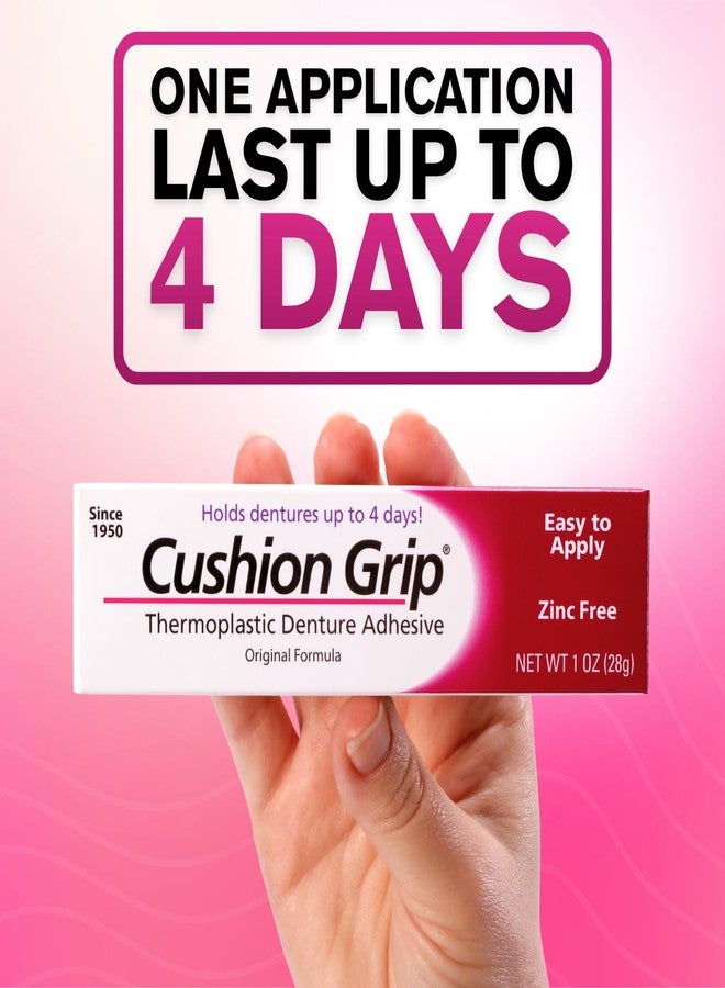 Cushion Grip Thermoplastic Denture Adhesive, 0.35 oz (Travel Size) | Refits and Tightens Loose Dentures for Up to 4 Days | Non-Glue, Zinc-Free, Waterproof Formula, Acts Like a Soft Denture Reliner - Image 4