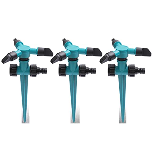Optifit® 3Pcs Garden Sprinkler - 360° Rotating Irrigation Sprinkler -Water Sprinkler for Garden - Three-Outlet Lawn Sprinkler Adjustable Jetting Angle 3000 Sq Ft Coverage - Gardening Watering Systems - Image 1