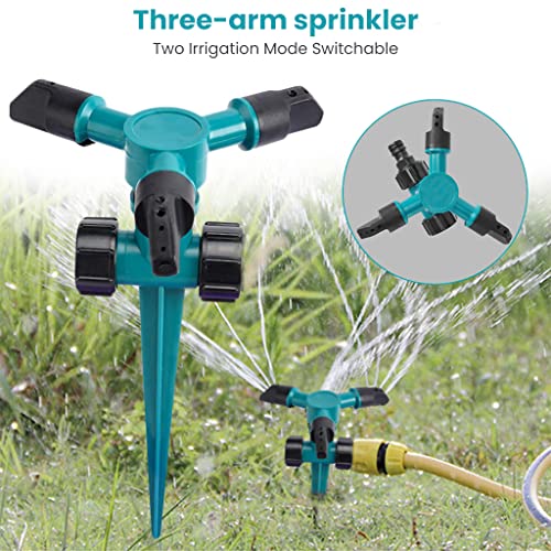 Optifit® 3Pcs Garden Sprinkler - 360° Rotating Irrigation Sprinkler -Water Sprinkler for Garden - Three-Outlet Lawn Sprinkler Adjustable Jetting Angle 3000 Sq Ft Coverage - Gardening Watering Systems - Image 3