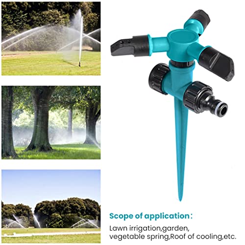 Optifit® 3Pcs Garden Sprinkler - 360° Rotating Irrigation Sprinkler -Water Sprinkler for Garden - Three-Outlet Lawn Sprinkler Adjustable Jetting Angle 3000 Sq Ft Coverage - Gardening Watering Systems - Image 5