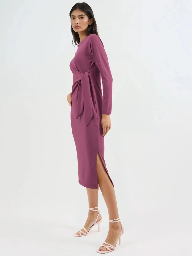 زوبعة فستان مودال بفتحة جانبية مجموعة بيرسان