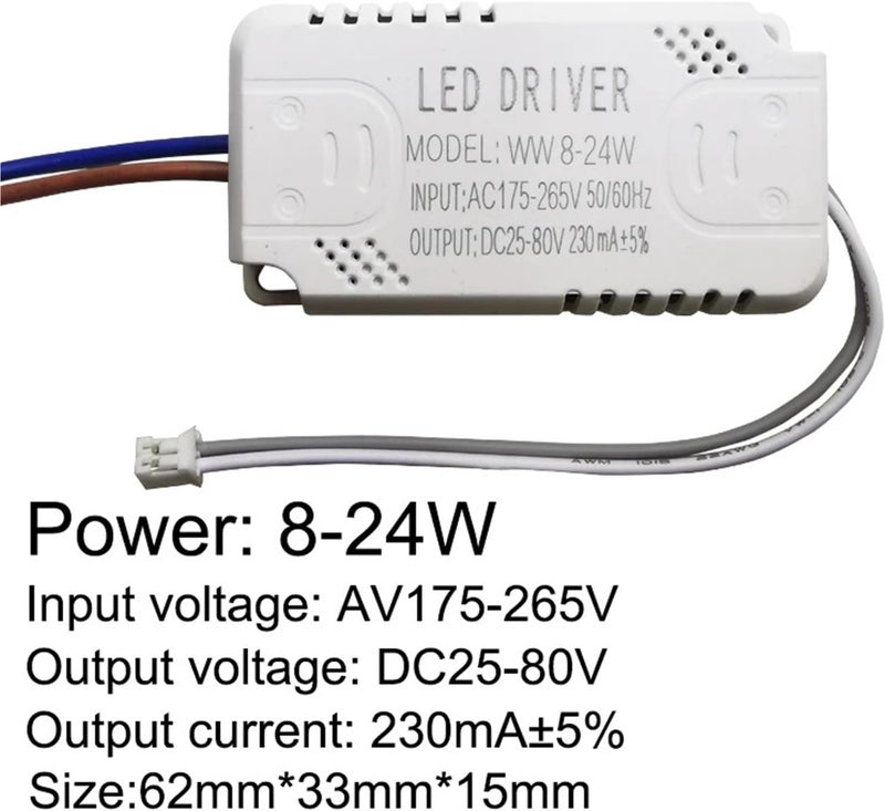 محرك LED ذو تيار ثابت 230 مللي أمبير 8-24 واط 24-40 واط 40-60 واط 60-80 واط 80-120 واط 100-150 واط، 1 قطعة (8-24 واط) - Image 2
