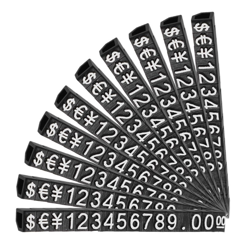 10Pcs Black Jewelry Price Tags With White Numbers Adjustable Display Stands For Retail Store - Image 2