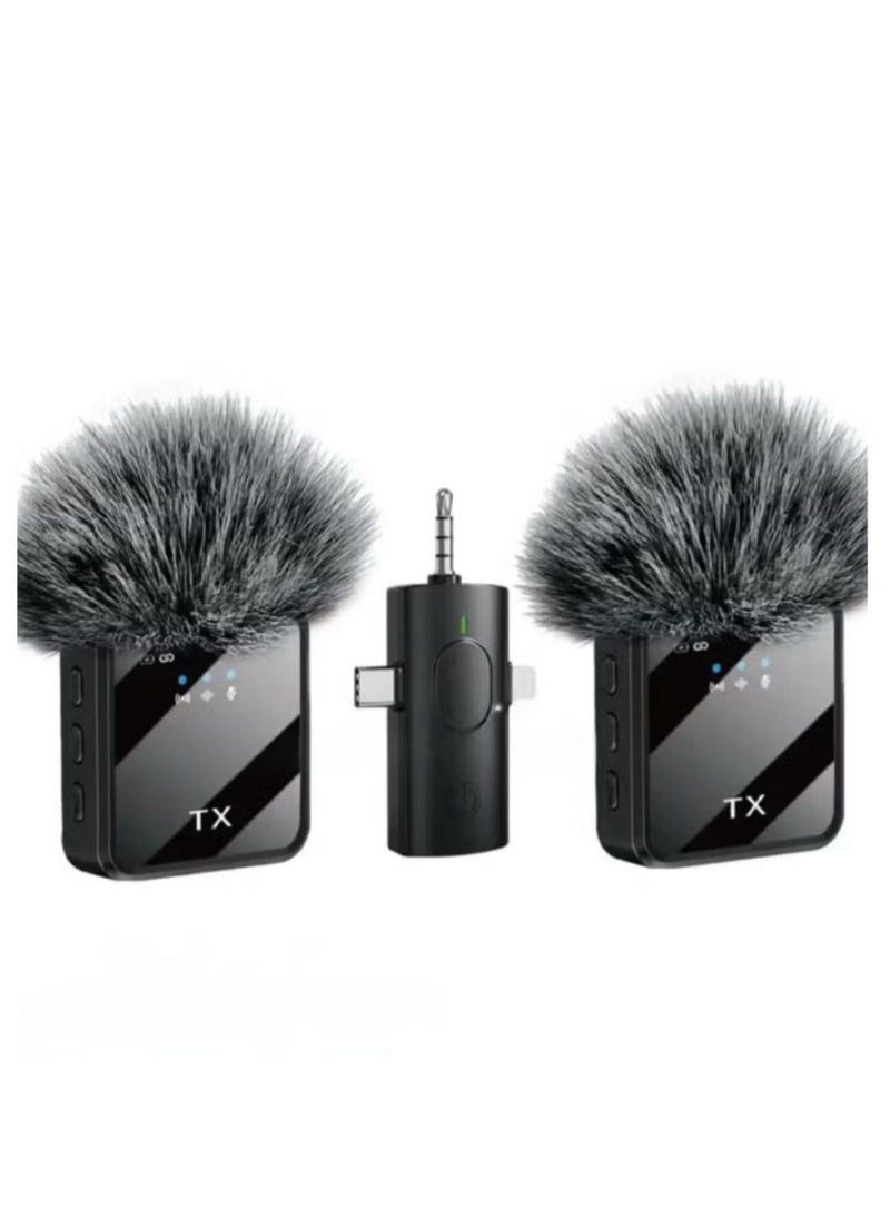 Tx F11-2 Wireless Tie Microphone Dual Mic System – Plug & Play Mini Wireless Lavalier Mic with Noise Reduction for Android & iOS – Ideal for Live Streaming, Interviews, Vlogging, and Video Recording – Two Microphones Included - Image 1