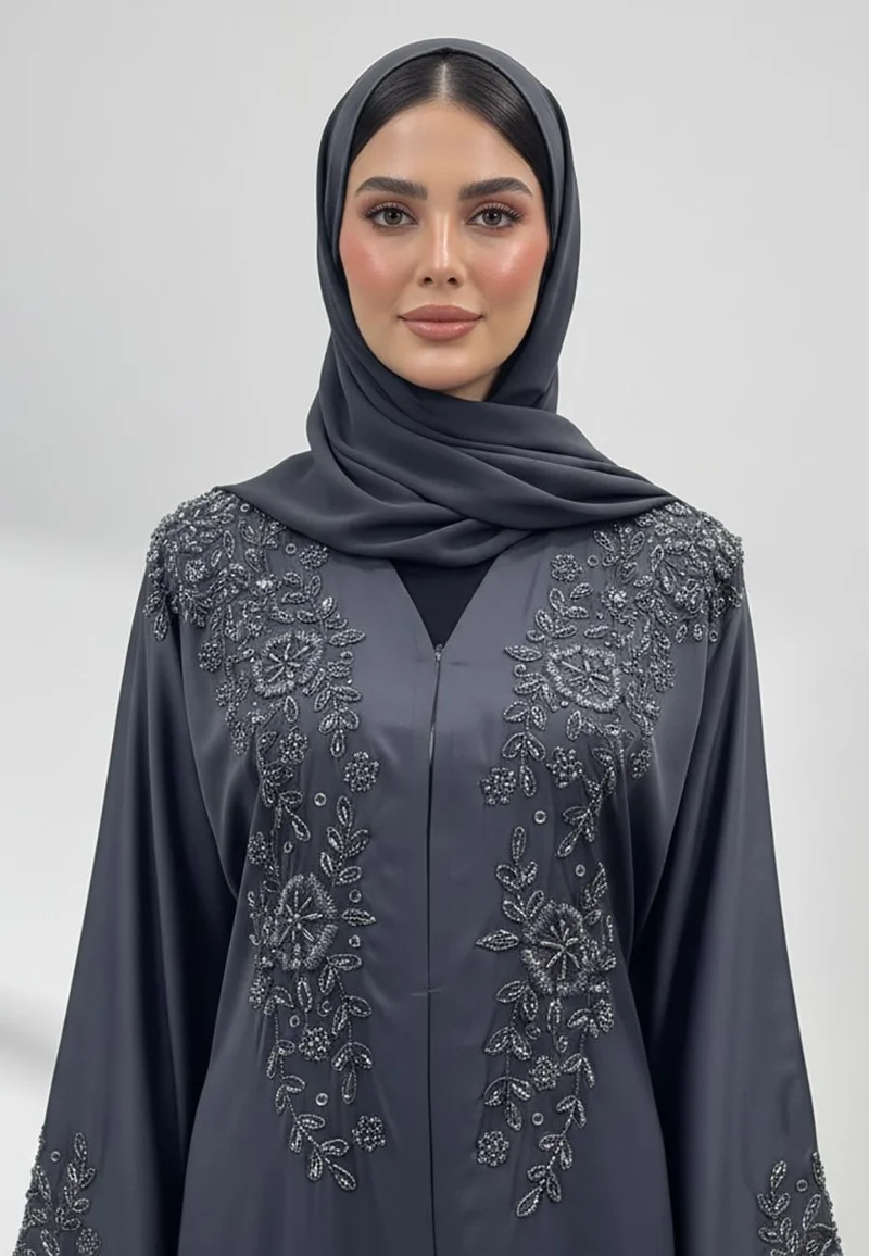 النخبة Beaded Neck Abaya-856