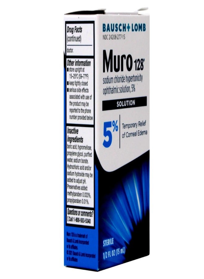 Bausch + Lomb Muro 128 5% Sodium Chloride Hypertonicity Ophthalmic Solution, from Bausch + Lomb, 0.5 Fl Oz for Temporay Relief of Corneal Edema (1 Box Only - Image 5