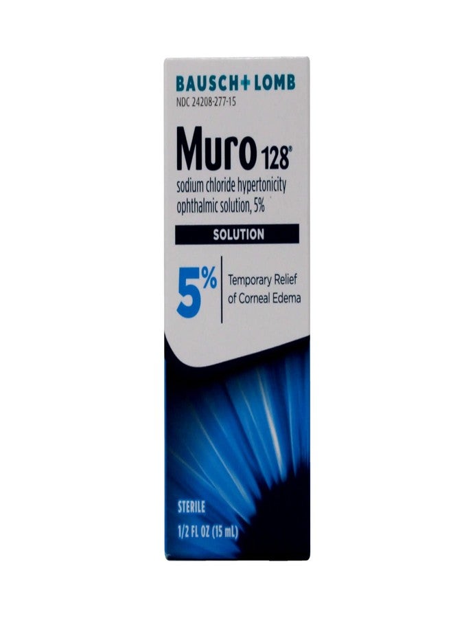 Bausch + Lomb Muro 128 5% Sodium Chloride Hypertonicity Ophthalmic Solution, from Bausch + Lomb, 0.5 Fl Oz for Temporay Relief of Corneal Edema (1 Box Only - Image 1