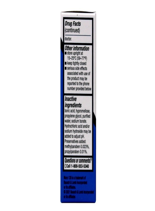 Bausch + Lomb Muro 128 5% Sodium Chloride Hypertonicity Ophthalmic Solution, from Bausch + Lomb, 0.5 Fl Oz for Temporay Relief of Corneal Edema (1 Box Only - Image 4