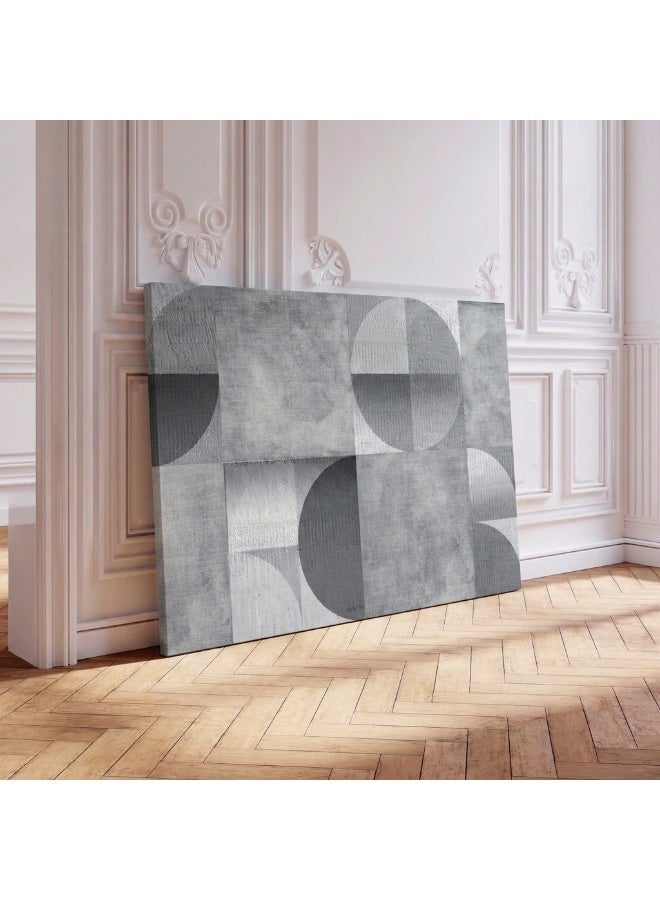 لوحاتي لوحة ديكور فني بتصميم هندسي رمادي محايد - Image 1