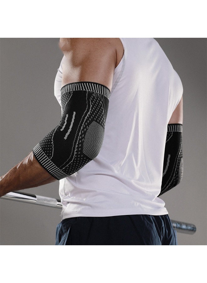 جيفت وسادات كوع رياضية محبوكة، مضادة للانزلاق، مناسبة للرياضات الخارجية، ودمبل، وكرة الريشة، وواقي ذراع قابل للتهوية، ودعم تقويمي للكوع، ودعم ضغط (زوج واحد) مقاس كبير - Image 1