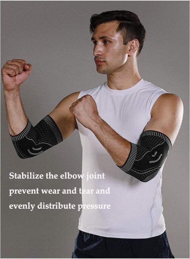 جيفت وسادات كوع رياضية محبوكة، مضادة للانزلاق، مناسبة للرياضات الخارجية، ودمبل، وكرة الريشة، وواقي ذراع قابل للتهوية، ودعم تقويمي للكوع، ودعم ضغط (زوج واحد) مقاس كبير - Image 3
