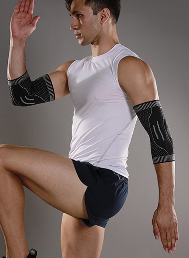 جيفت وسادات كوع رياضية محبوكة، مضادة للانزلاق، مناسبة للرياضات الخارجية، ودمبل، وكرة الريشة، وواقي ذراع قابل للتهوية، ودعم تقويمي للكوع، ودعم ضغط (زوج واحد) مقاس كبير - Image 2