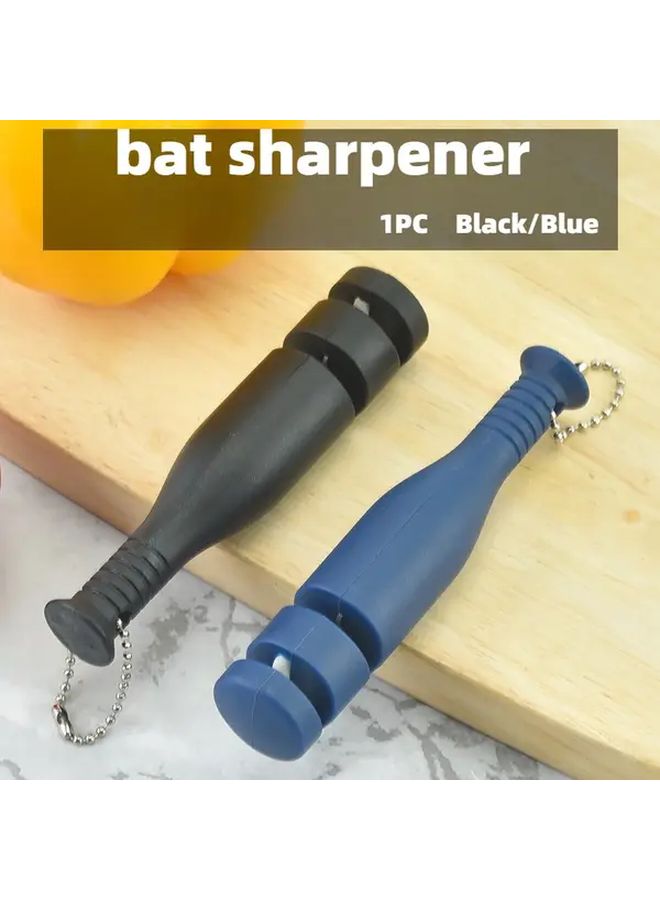 Bat Sharpener Portable Handheld Knife Sharpener Black Ergonomic Handle Fine And Coarse Grinding Stones Durable Plastic Construction For Outdoor Home Use Compact Design Sturdy Construction Kitchen Dining Essentials - Image 1