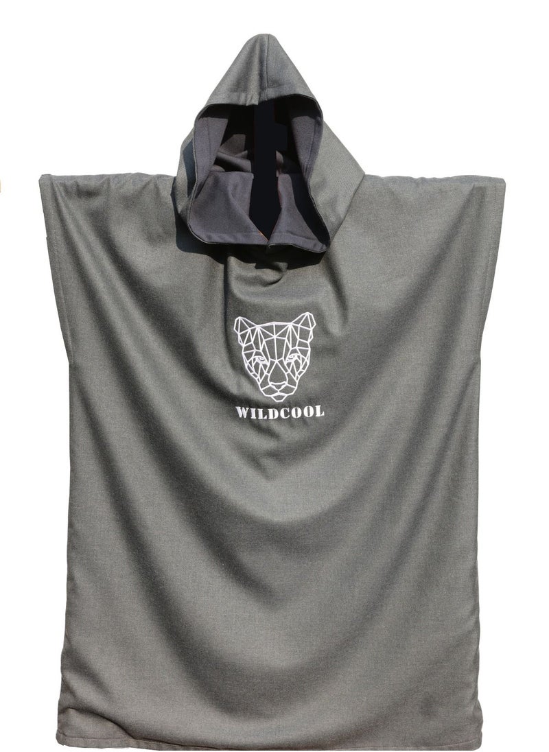WILDCOOL - WILDCOOL Coat Sleeveless Beach Surf Poncho with Hood and Pocket Quick Dry Surfing Swimming and Diving Adult Easy Change in Public Size L - Image 1