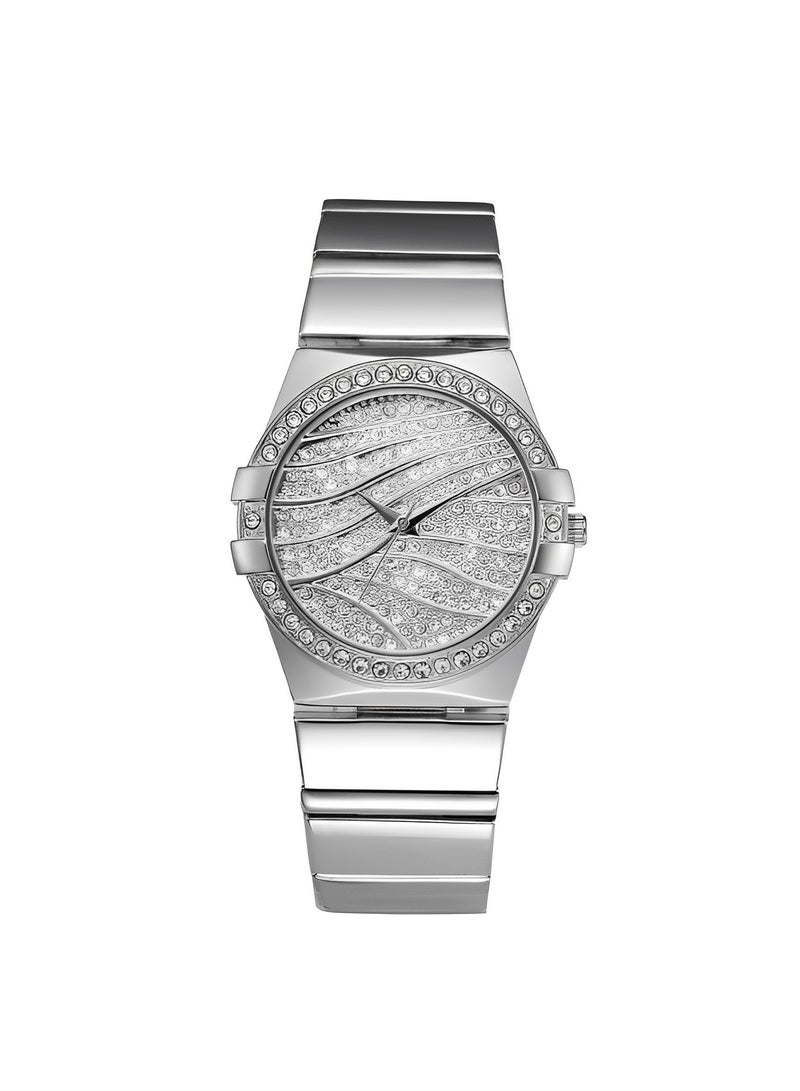 REOCLE Women's Diamond Watch Iced Out Watch Bling Rhinestone Watch Luxury Crystal Quartz Wristwatch Classic Steel Band Round Dial Dress Watch  - Image 2