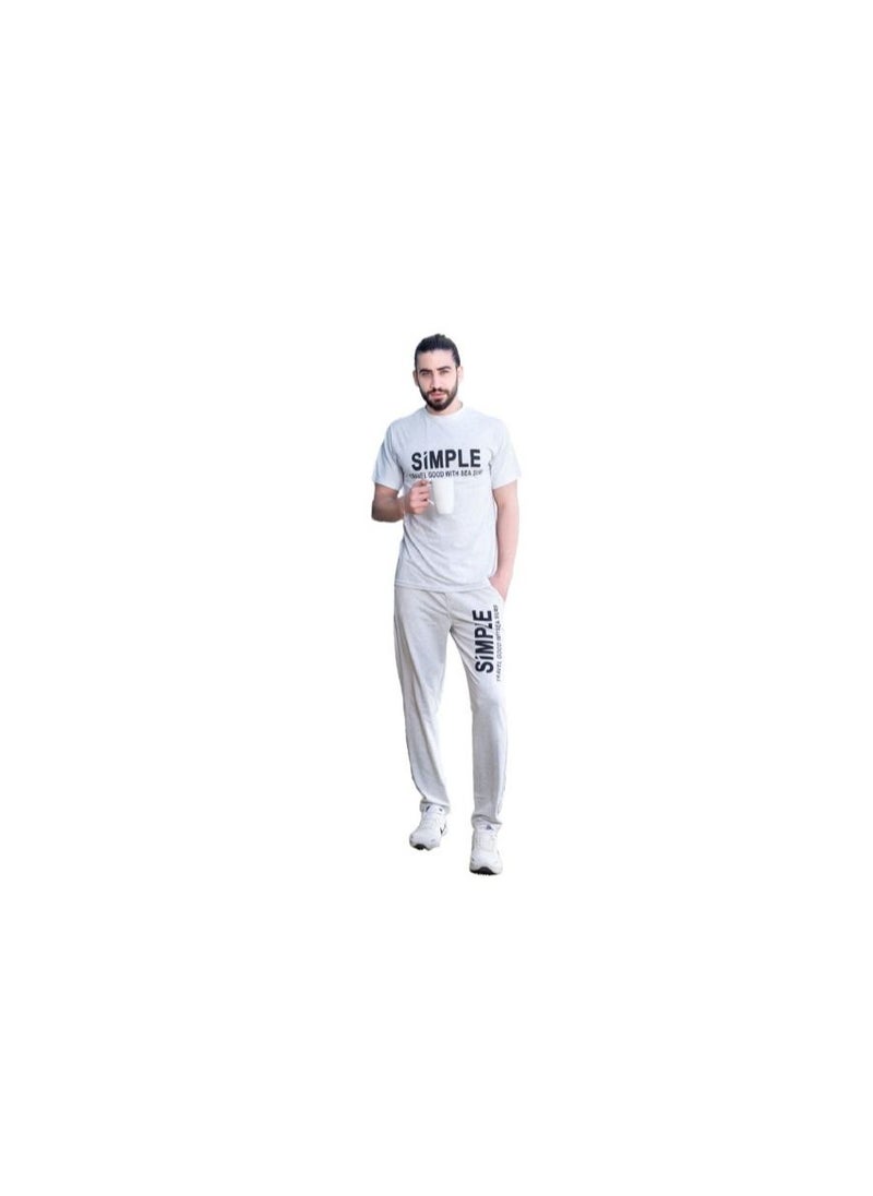 Generic - Men's set consisting of two pieces, a T-shirt and gray pants - Image 1