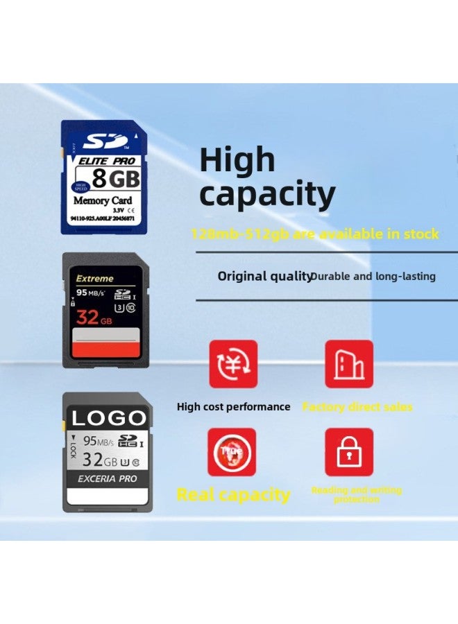 CCD Camera Memory Card AdvertisinG Machine SD Card LarGe Card Sufficient Capacity 32G 128G C10 HiGh-speed Memory Card-Color:Brand Solidity-Capacity:8GB High-speed SD Memory Card [C10] - Image 1