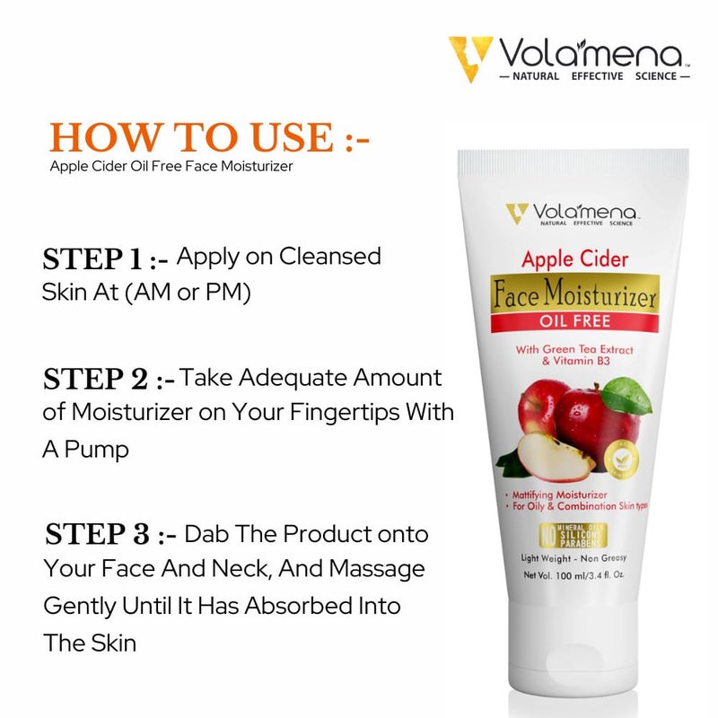 VOLAMENA WITH DEVICE Volamena Apple Cider Vinegar Face Cream Light Weight Oil Free Mosturizer Cream For Face Acne Prone Skin 100 ml  - Image 3