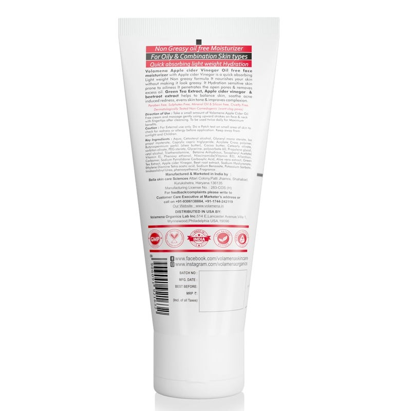 VOLAMENA WITH DEVICE Volamena Apple Cider Vinegar Face Cream Light Weight Oil Free Mosturizer Cream For Face Acne Prone Skin 100 ml  - Image 4