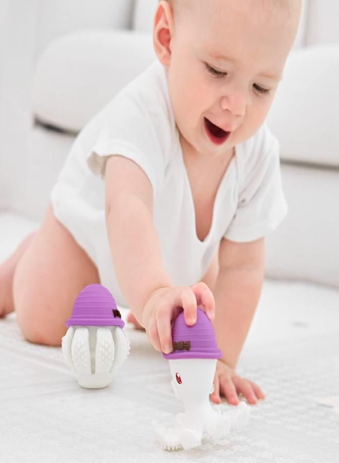 Mombella Baby Teething Toys for Babies 6-12 Months, Mombella Octopus Baby Teether 12-18 Months, Soft Silicone Infant Teething Toys 6-9 Month Old, Kids Chew Toy to Soothe Sore Gums, BPA Free Baby Gift, Purple - Image 2