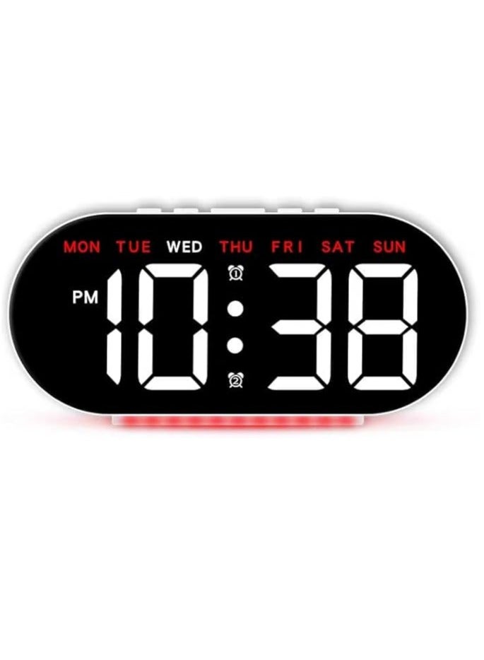 ساعه منبه رقميه حجم صغير باضاءه خلفيه ليد تعرض الوقت والتاريخ ودرجه الحراره لون احمر - Image 1