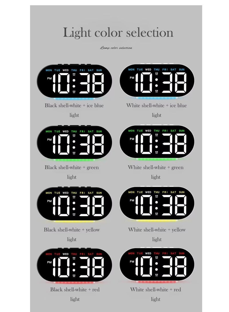 ساعه منبه رقميه حجم صغير باضاءه خلفيه ليد تعرض الوقت والتاريخ ودرجه الحراره لون احمر - Image 2