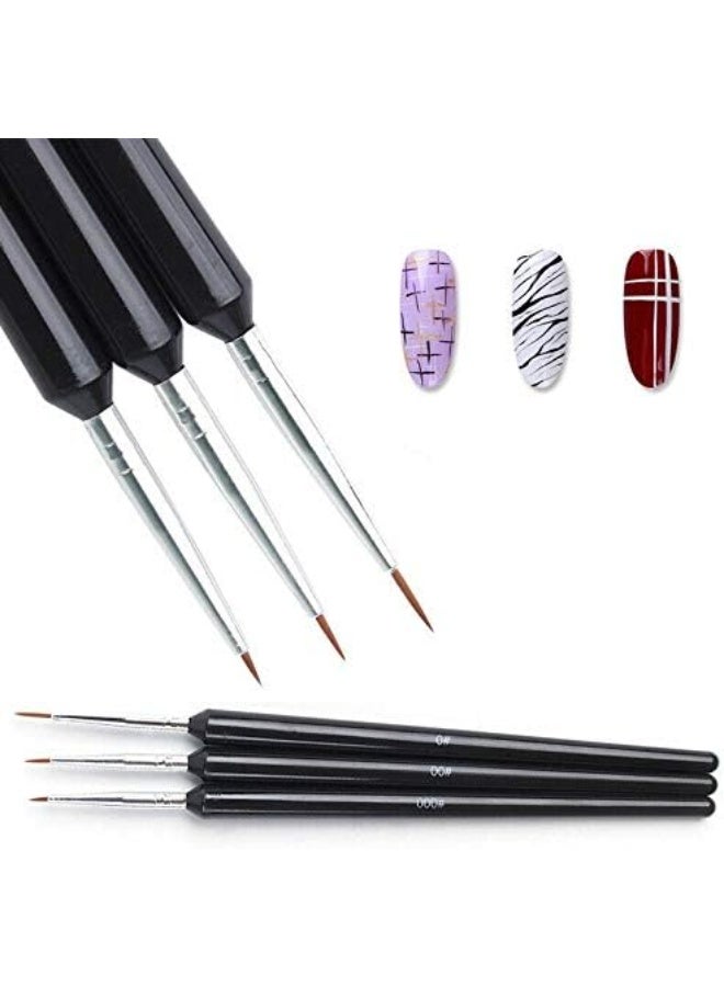 ChicAbode 3PCs Set Tiny Liner Acrylic Nail Art Brush Pen Ultra Thin Liner Pens UV Gel Decoration Painting Drawing Pen - Image 1