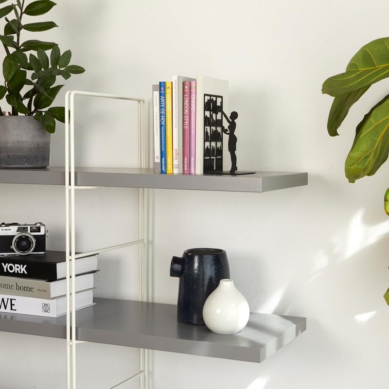 Balvi The Library Metal Bookend – Decorative and Functional Book Holder for Home and Office – Sturdy Black Design with Anti-Slip Bumpers – Ideal Gift for Book Lovers – Sujetalibros - Image 1