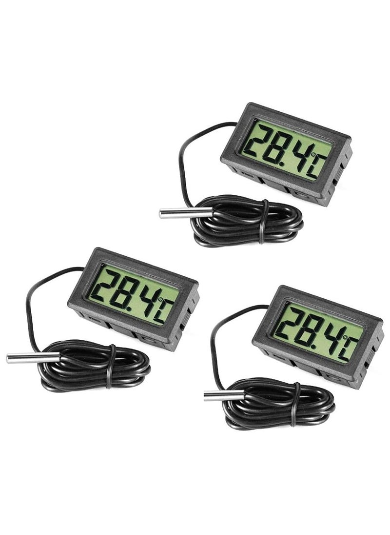 ECVV 3 Pcs Digital LCD Thermometer Temperature Monitor with External Probe for Fridge Freezer Refrigerator  - Image 1