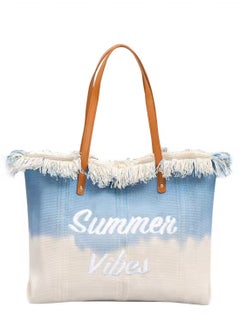 SamoDani Summer Vibes Cotton Tote Bag Shoulder bag for Women, Travel Beach Tassel Gift, Large Capacity  - Image 1