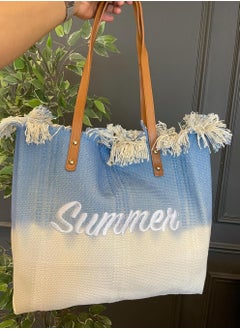 SamoDani Summer Vibes Cotton Tote Bag Shoulder bag for Women, Travel Beach Tassel Gift, Large Capacity  - Image 4
