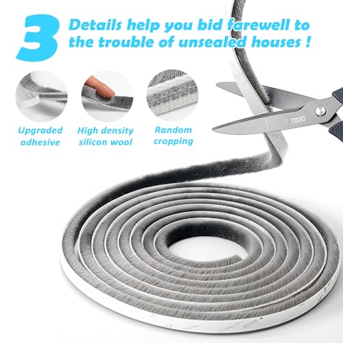 Bantie 40FT Brush Weather Stripping Door Window Seal - Weather Strip Insulation Strip for Door Frame/Window Weatherstripping for Soundproofing - Image 3
