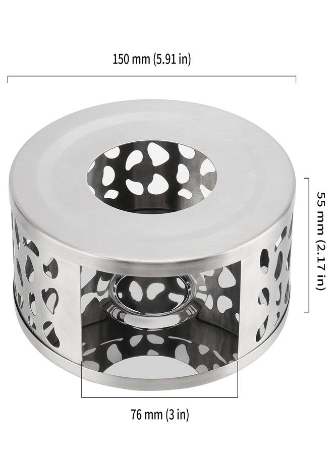 HOIGON 3 PCS Teapot Warmer, Stainless Steel Brushed Tea Pot Warmer Base with Tealight Candle Holder, Silver - Image 2