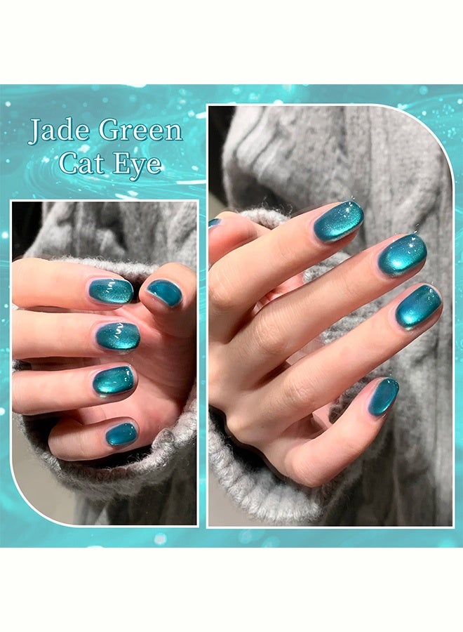 شايجاي طلاء أظافر جل UV/LED، لمسة نهائية لامعة مغناطيسية، فن أظافر لامع طويل الأمد، عين القطة باللون الأخضر اليشم 10مل (يتم وضع العلبة عشوائياً) - Image 4