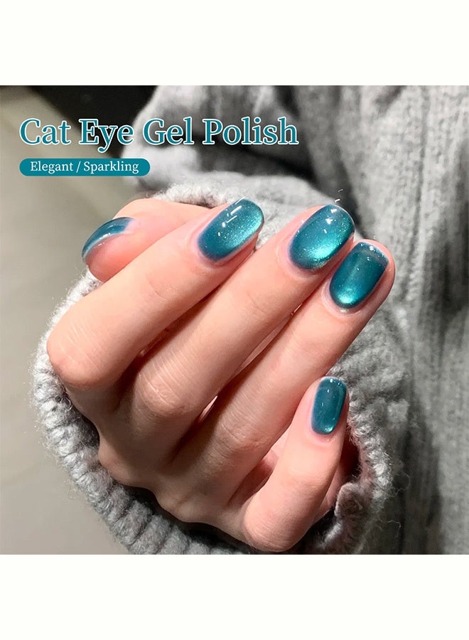 شايجاي طلاء أظافر جل UV/LED، لمسة نهائية لامعة مغناطيسية، فن أظافر لامع طويل الأمد، عين القطة باللون الأخضر اليشم 10مل (يتم وضع العلبة عشوائياً) - Image 3