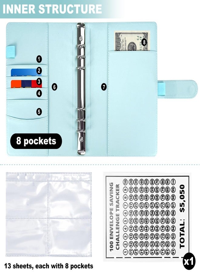 POUYRBA 100 Envelope Challenge Binder, Leather 52 Week Money Saving Challenge Binder Easy and Fun Way for 100 Envelopes Money Saving Challenge Budget Binder for Budgeting Planner & Saving Money - Image 4