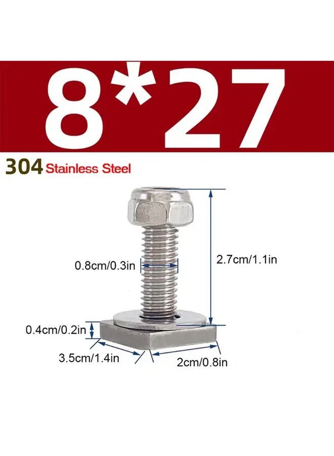 6 قطع من صواميل T بمسامير M8x27 فضية مع حلقات تمدد لحاملات السقف المتقاطعة - Image 3