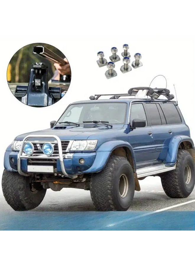 6 قطع من صواميل T بمسامير M8x27 فضية مع حلقات تمدد لحاملات السقف المتقاطعة - Image 1