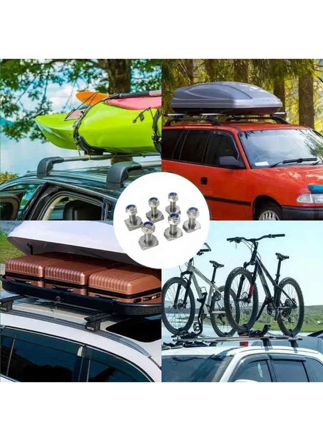 6 قطع من صواميل T بمسامير M8x27 فضية مع حلقات تمدد لحاملات السقف المتقاطعة - Image 5