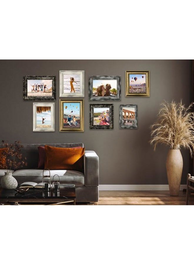 TKYGU 5x5 Picture Frames Set of 4- Rustic Retro Photo Frame with Real Glass Wall Mount and Tabletop Display Family Friends Wedding Gift - Image 4
