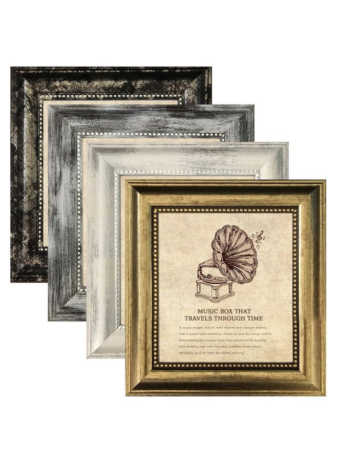 TKYGU 5x5 Picture Frames Set of 4- Rustic Retro Photo Frame with Real Glass Wall Mount and Tabletop Display Family Friends Wedding Gift - Image 1