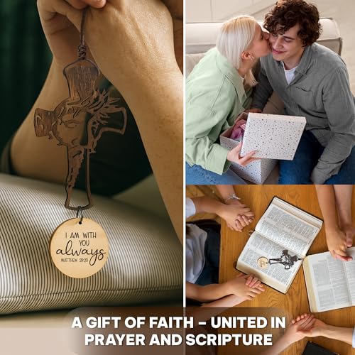 Hangwoous Cross for Car Mirror Hanging Christian with Bible Verse - I Am with You Always - Cross for Rear View Mirror - Christian Car Accessories Ornament - New Driver Gifts - Gift for Men, Women - Image 5
