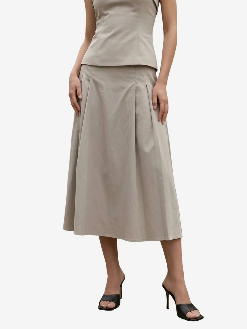 ماي فاشن MY FASHION Strapless Blouse and High-Waist Midi Skirt Set