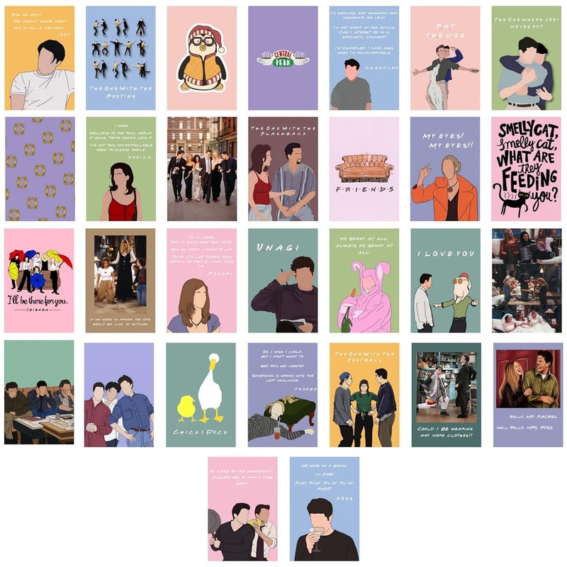 Friends Collection Posters | Set of 30 | 4x6 inch each | Wall Collage Kit, aesthetic posters, wall posters aesthetic | Room Decor Photo Collection| Posters for Room Decoration  - Image 1