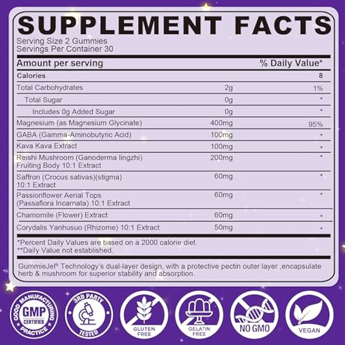 NEVISS Reishi Mushroom Sleep Gummies - Melatonin Free Sleep Gummies for Adult | Reishi, Saffron, Magnesium, GABA & Chamomile - Non-Habit Forming, Help for Deep Relaxation - Vegan, Berry Flavor, 1Pack - Image 2